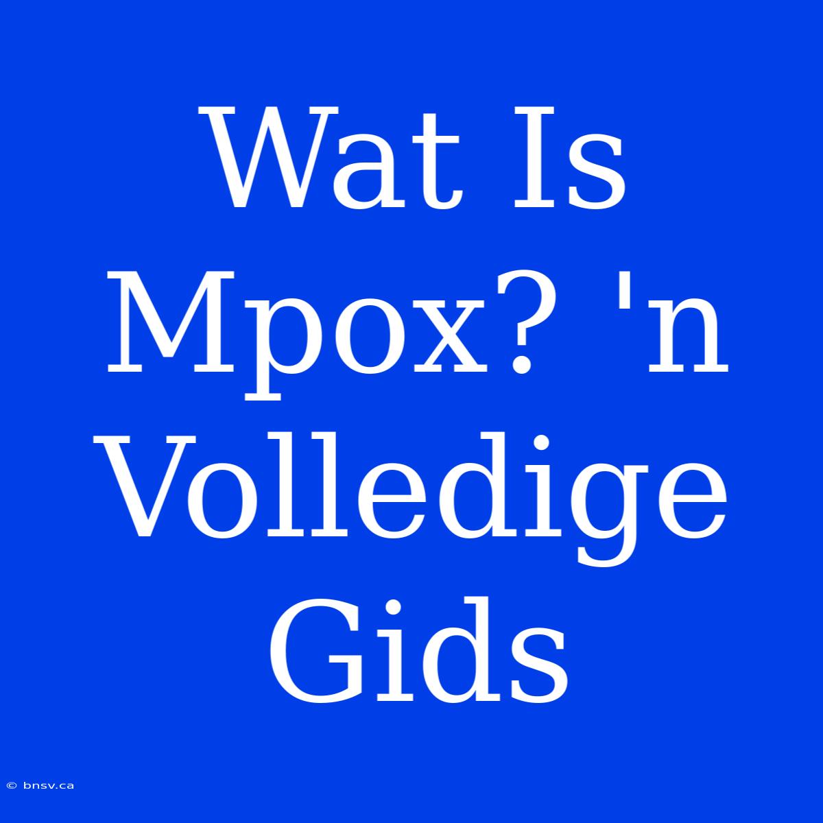 Wat Is Mpox? 'n Volledige Gids