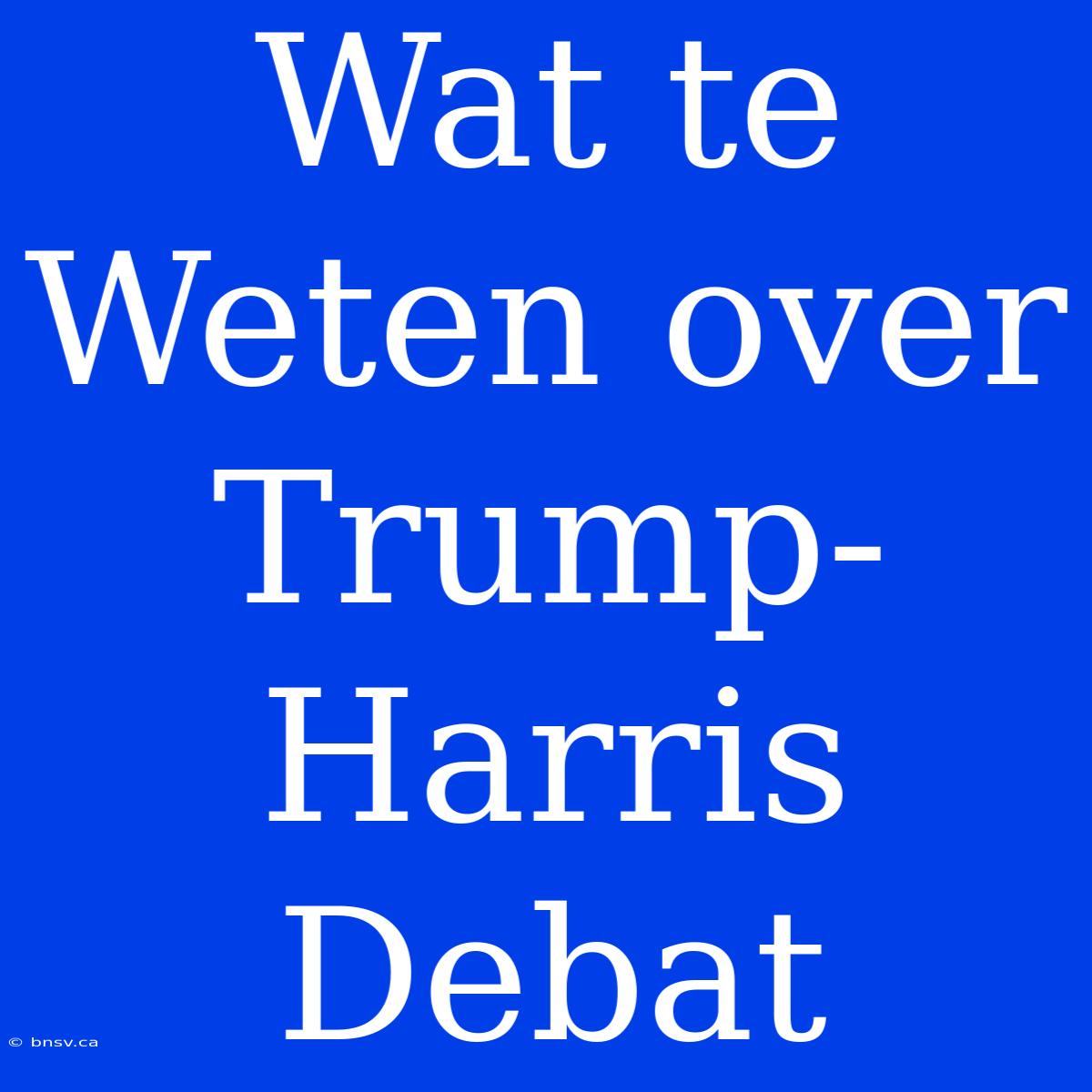 Wat Te Weten Over Trump-Harris Debat