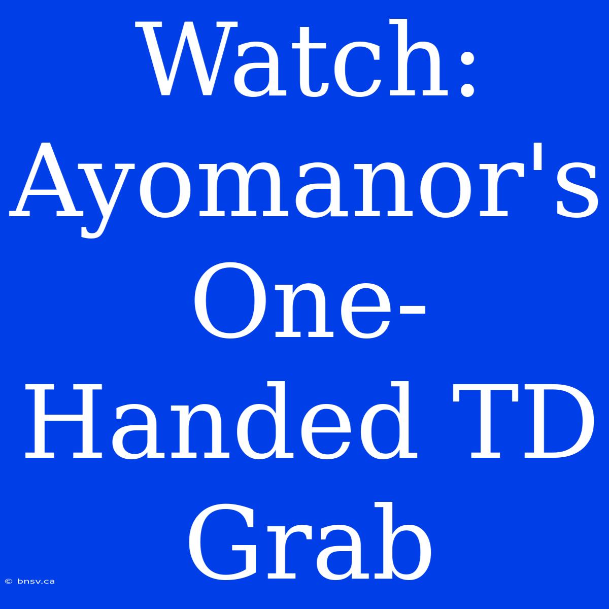 Watch: Ayomanor's One-Handed TD Grab