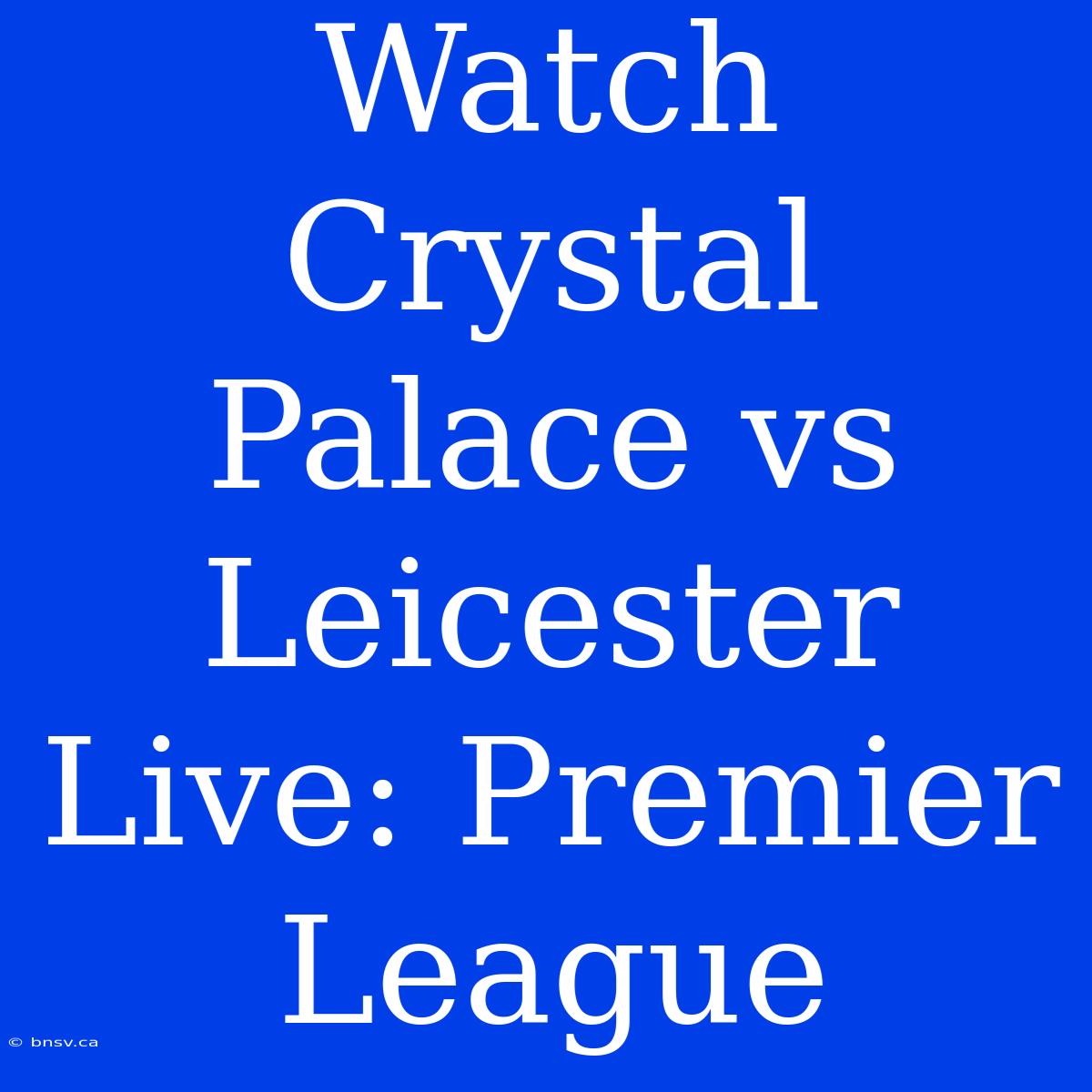 Watch Crystal Palace Vs Leicester Live: Premier League