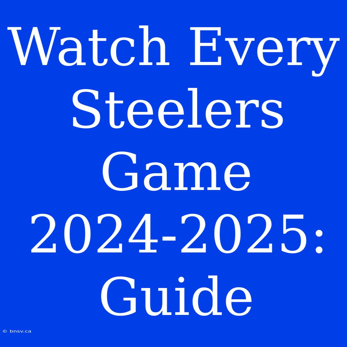 Watch Every Steelers Game 2024-2025: Guide