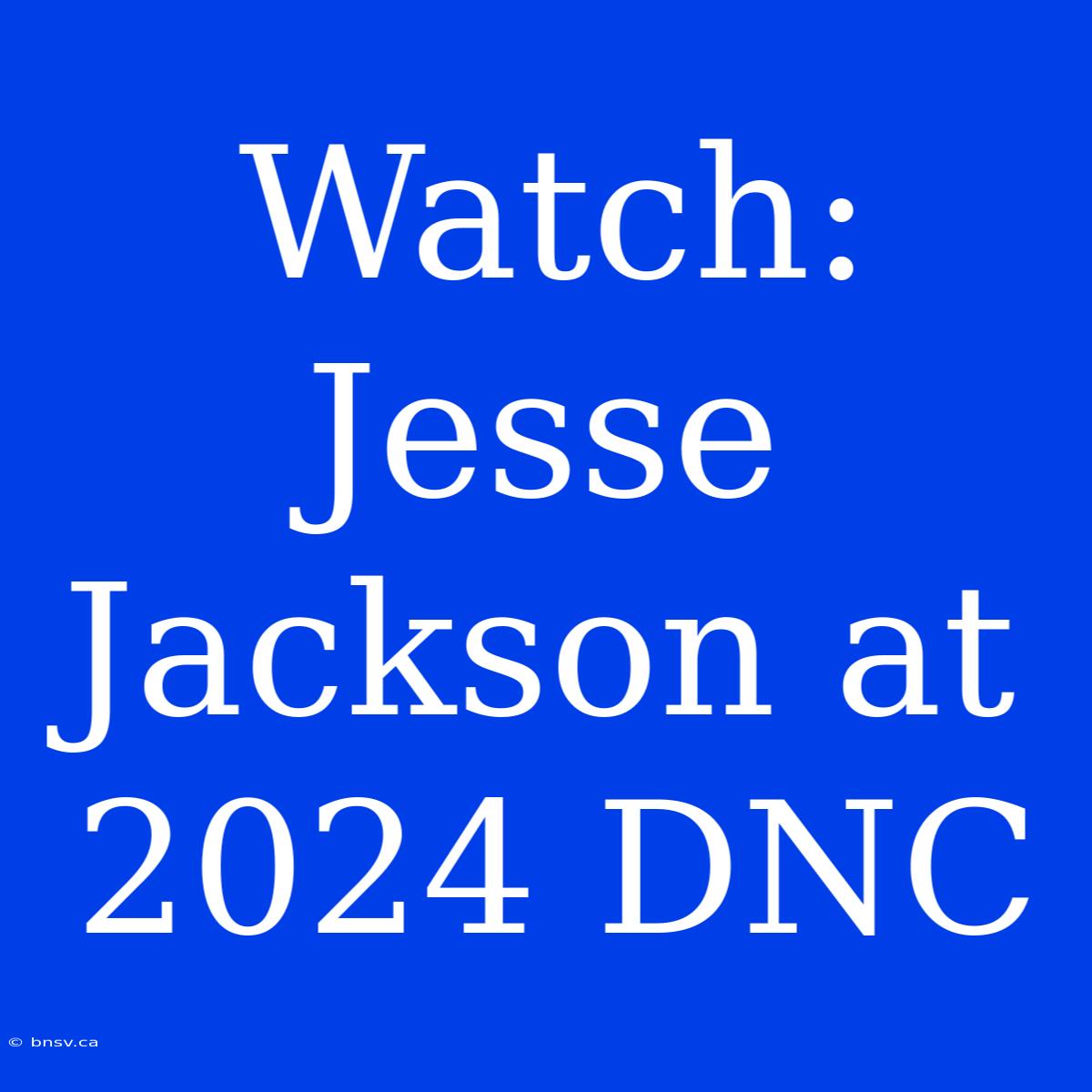 Watch: Jesse Jackson At 2024 DNC