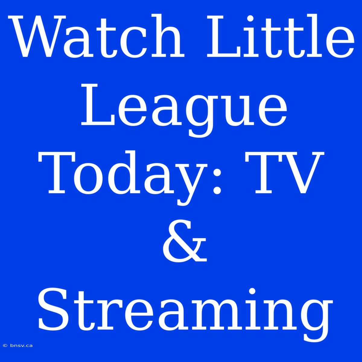 Watch Little League Today: TV & Streaming