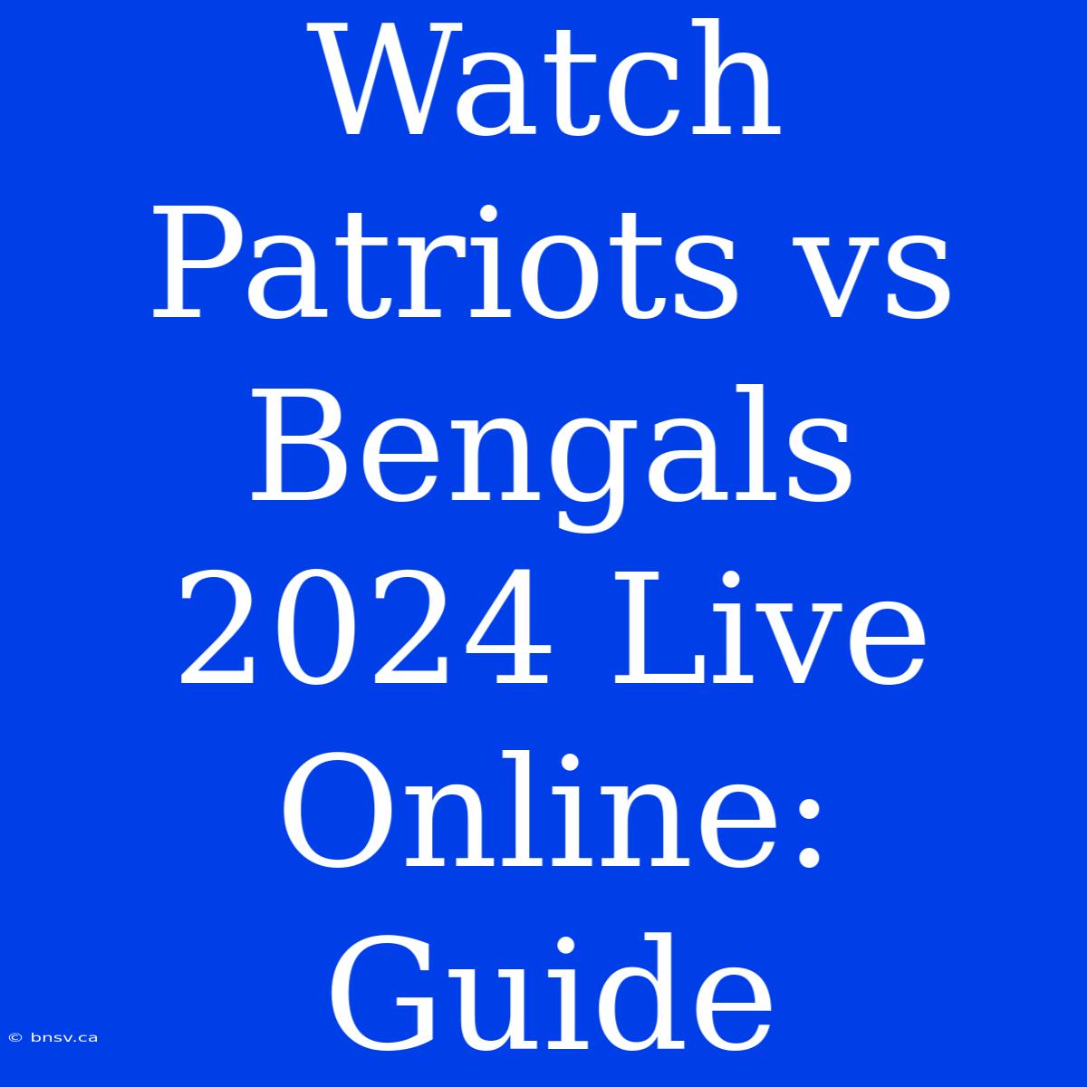 Watch Patriots Vs Bengals 2024 Live Online: Guide