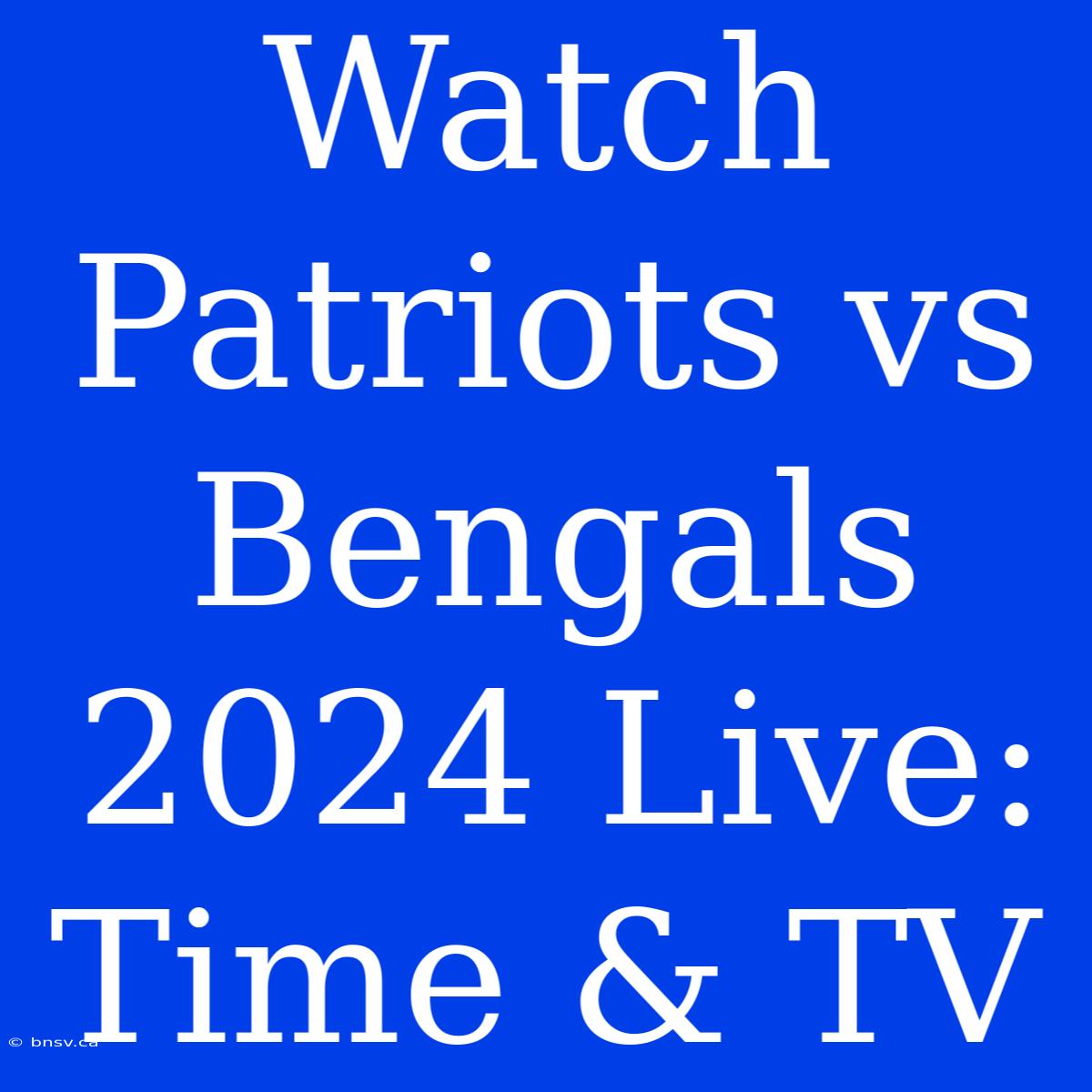 Watch Patriots Vs Bengals 2024 Live: Time & TV