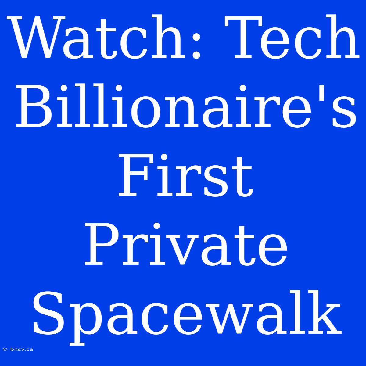 Watch: Tech Billionaire's First Private Spacewalk