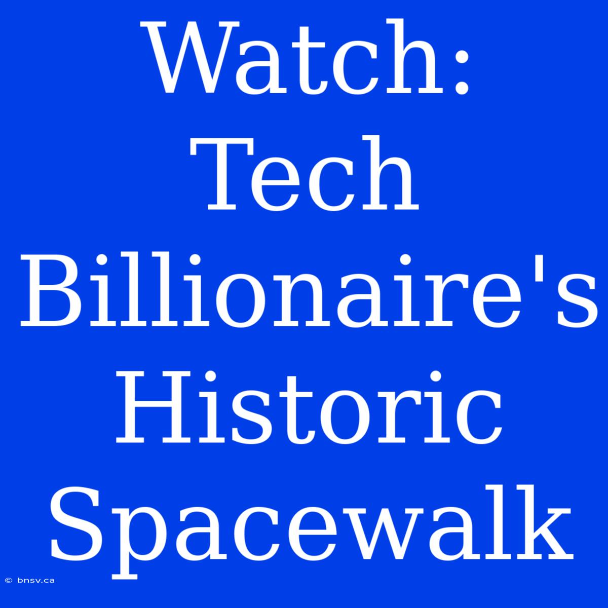 Watch: Tech Billionaire's Historic Spacewalk