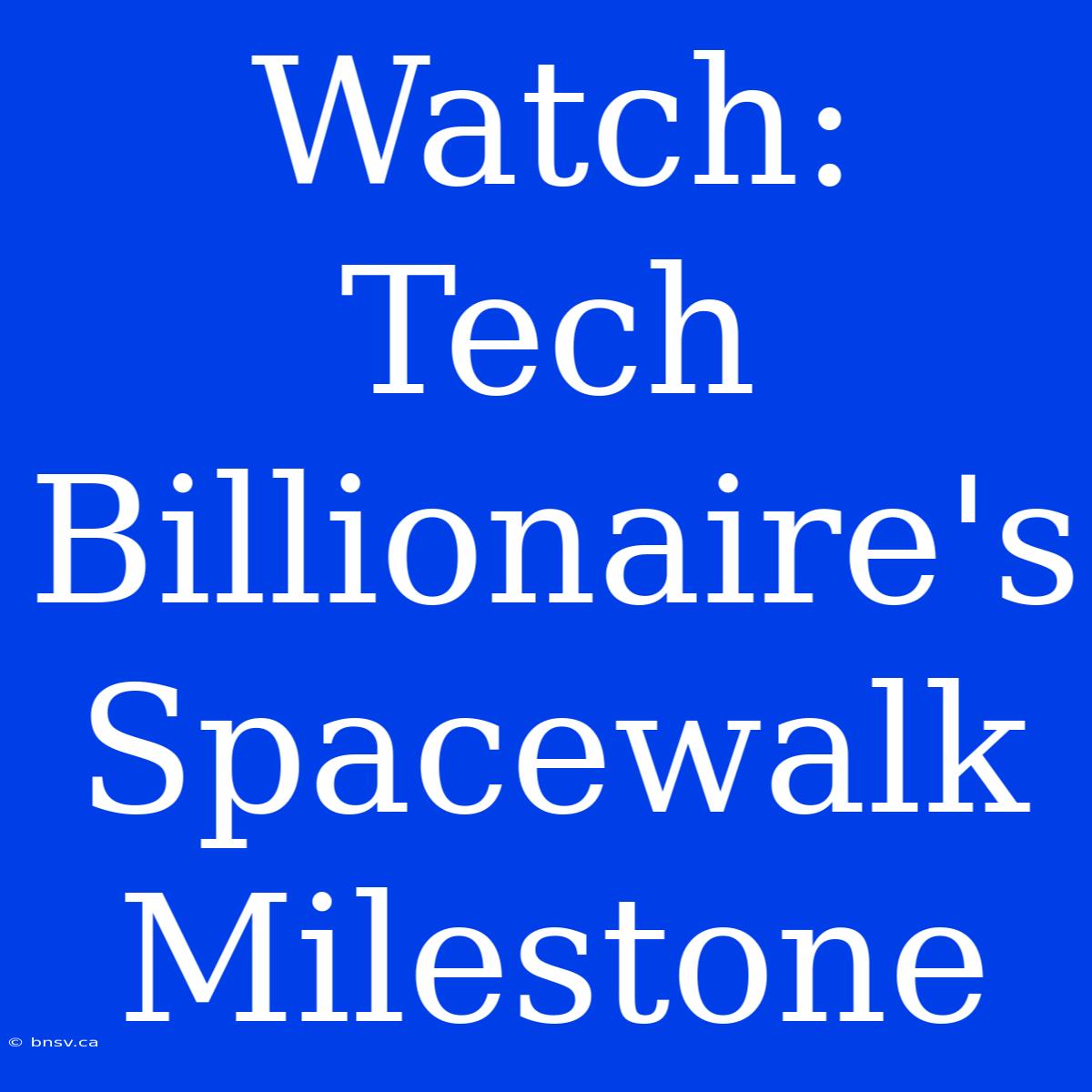 Watch: Tech Billionaire's Spacewalk Milestone