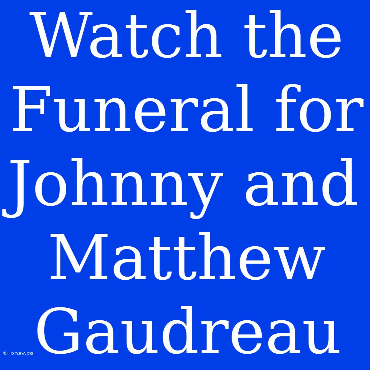 Watch The Funeral For Johnny And Matthew Gaudreau