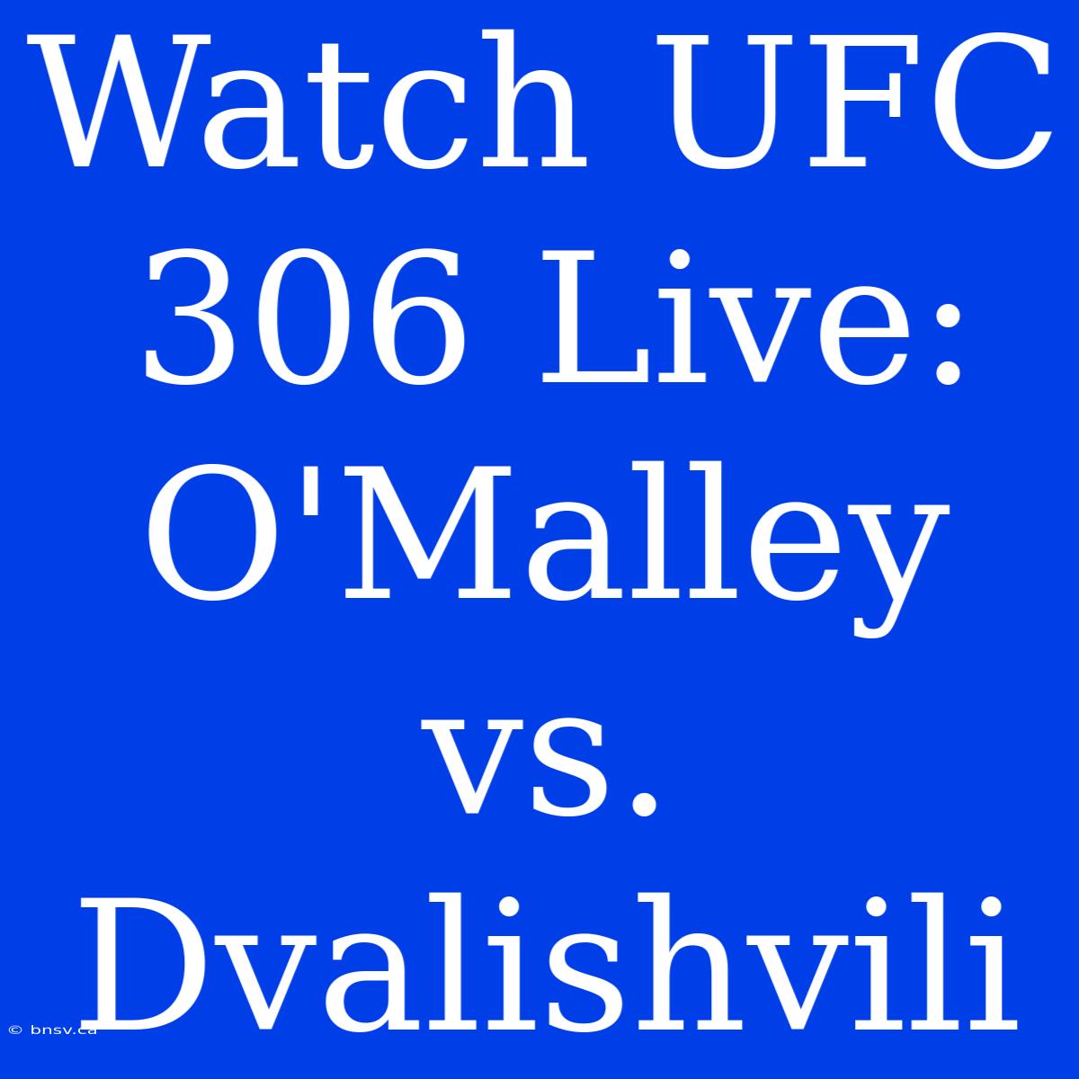 Watch UFC 306 Live: O'Malley Vs. Dvalishvili