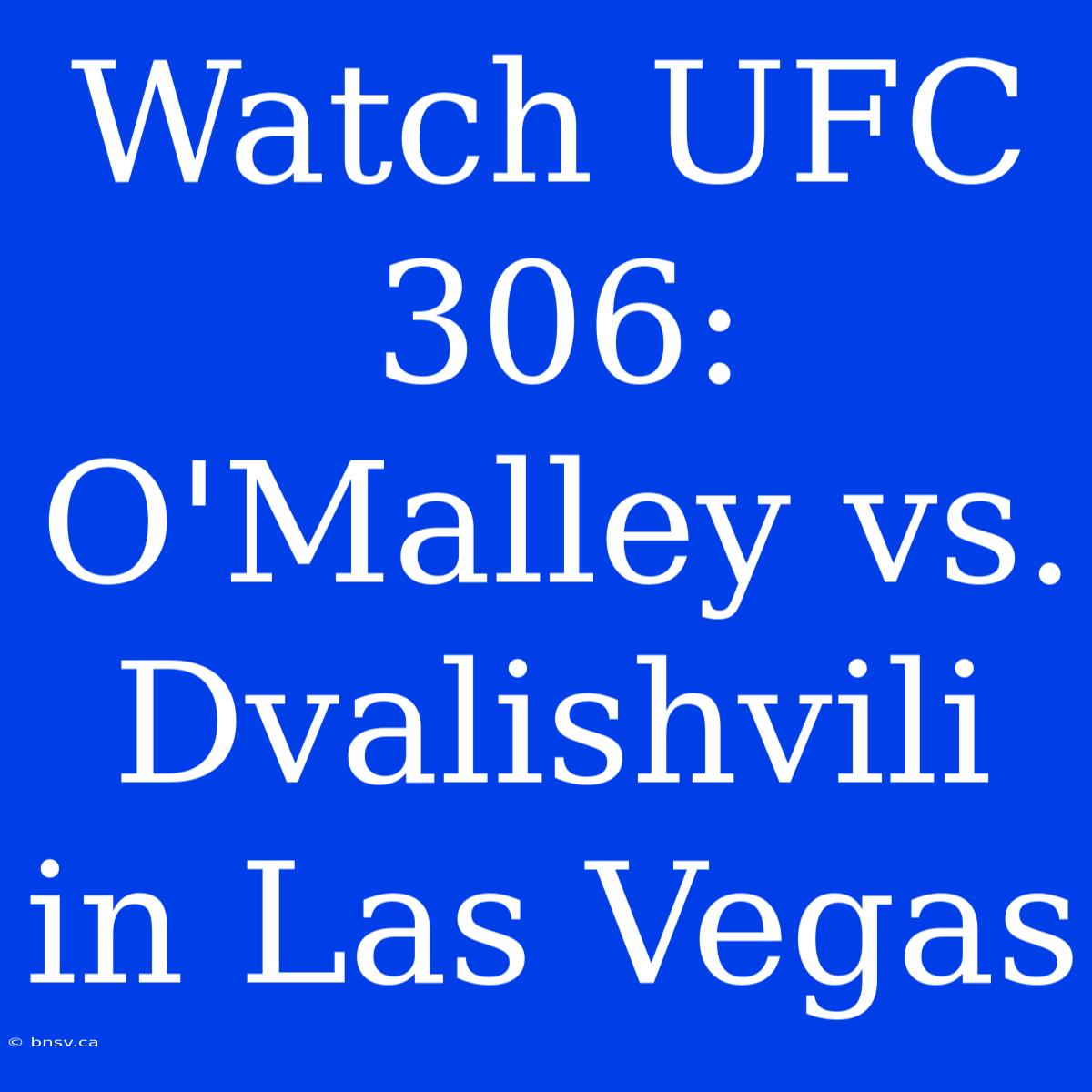 Watch UFC 306: O'Malley Vs. Dvalishvili In Las Vegas