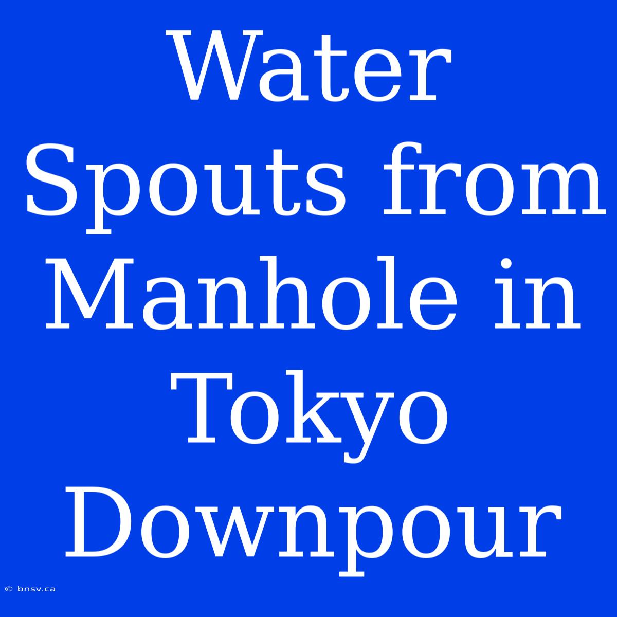 Water Spouts From Manhole In Tokyo Downpour