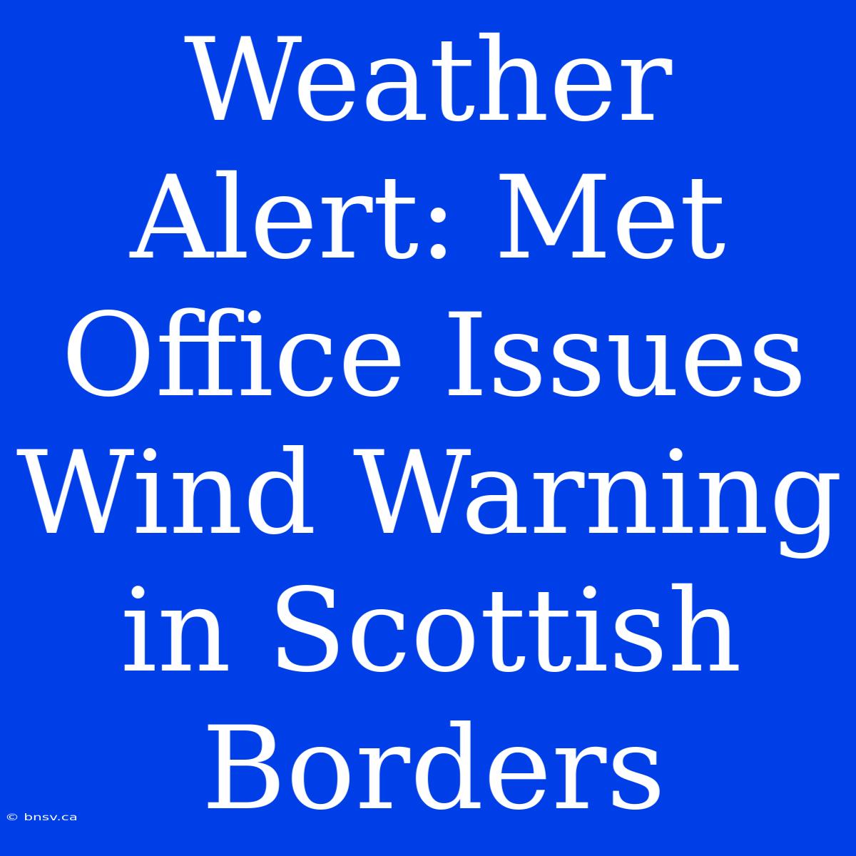 Weather Alert: Met Office Issues Wind Warning In Scottish Borders