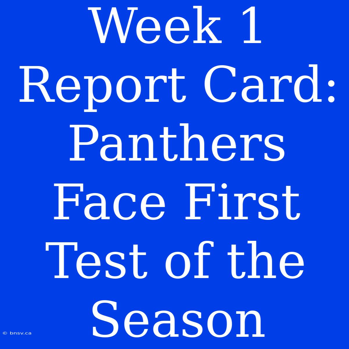 Week 1 Report Card: Panthers Face First Test Of The Season