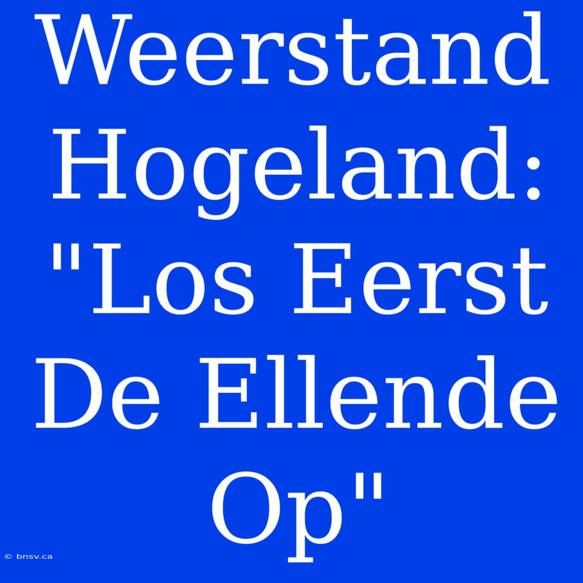 Weerstand Hogeland: 