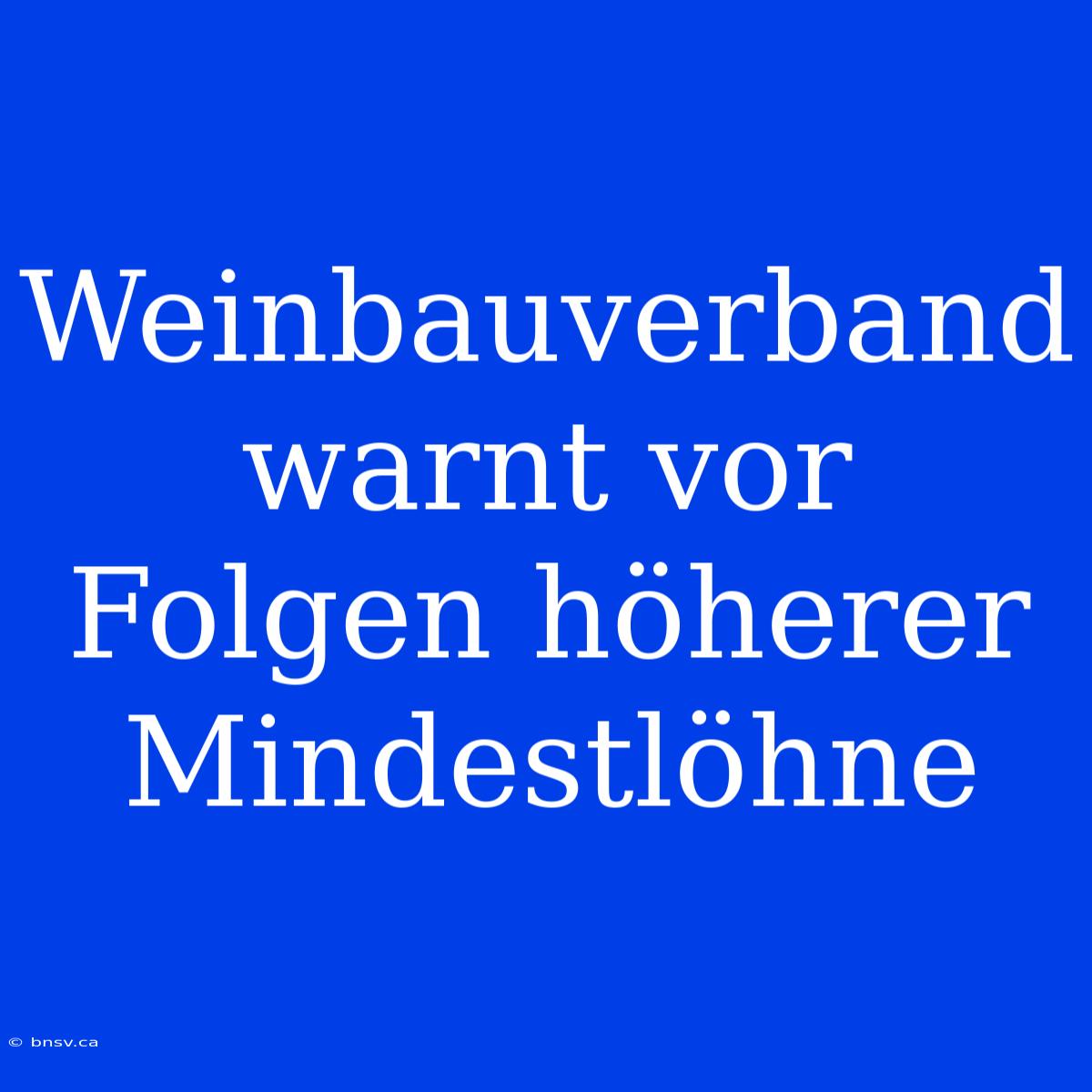 Weinbauverband Warnt Vor Folgen Höherer Mindestlöhne