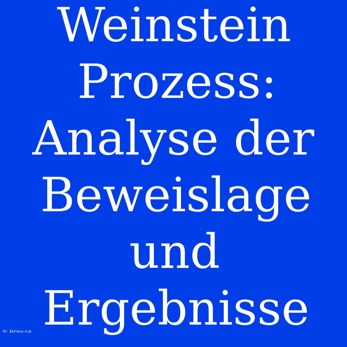 Weinstein Prozess: Analyse Der Beweislage Und Ergebnisse