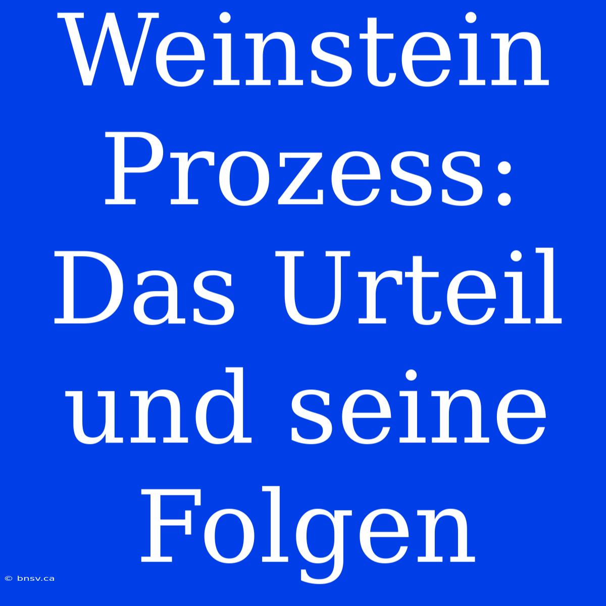 Weinstein Prozess:  Das Urteil Und Seine Folgen