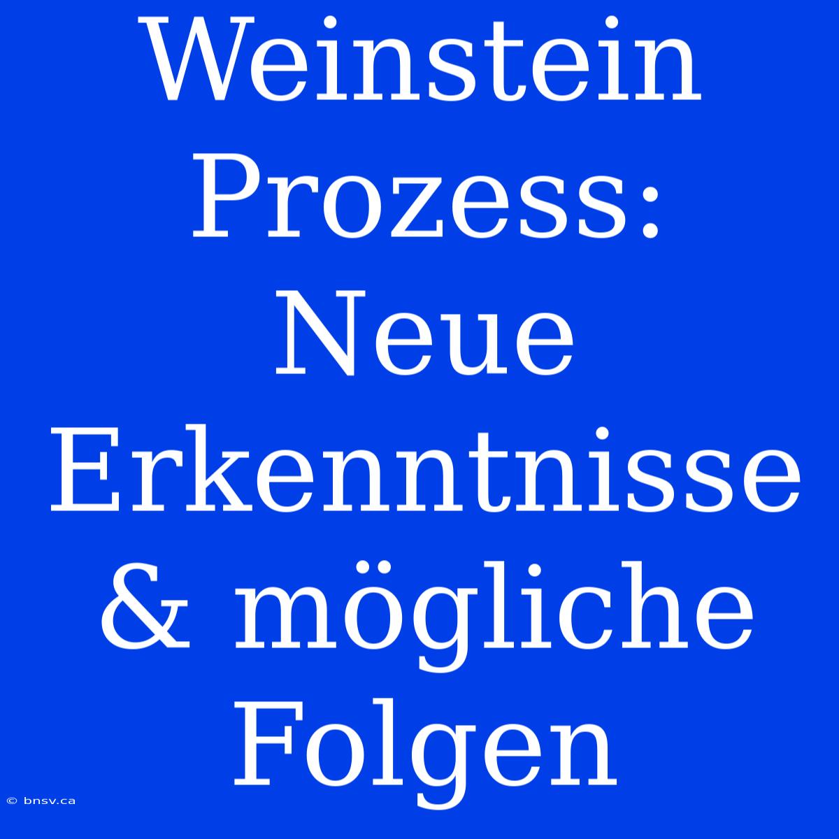 Weinstein Prozess: Neue Erkenntnisse & Mögliche Folgen