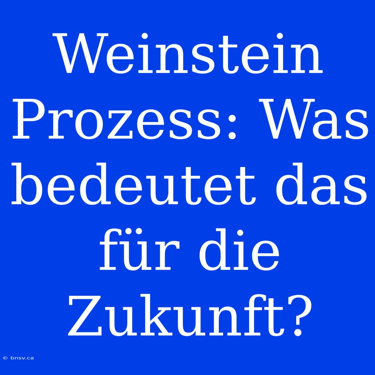 Weinstein Prozess: Was Bedeutet Das Für Die Zukunft?