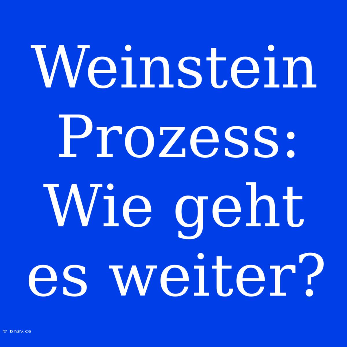 Weinstein Prozess:  Wie Geht Es Weiter?