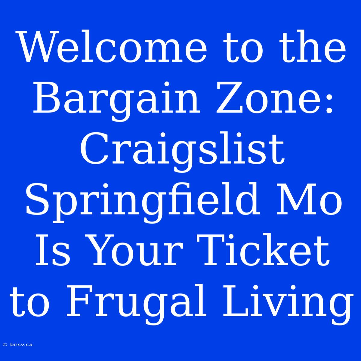 Welcome To The Bargain Zone: Craigslist Springfield Mo Is Your Ticket To Frugal Living