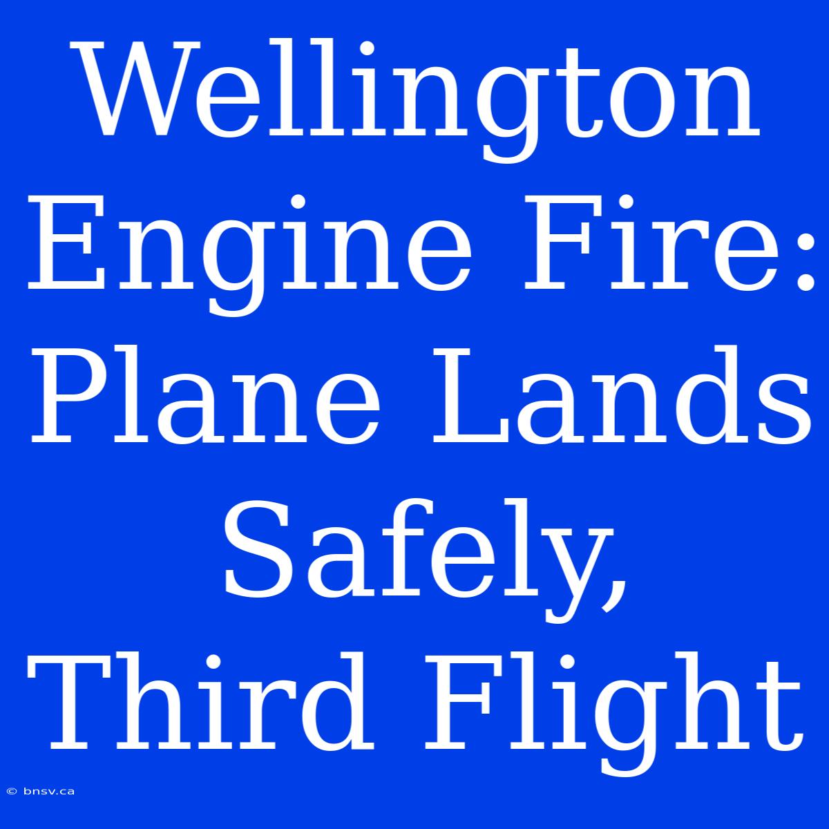 Wellington Engine Fire: Plane Lands Safely, Third Flight