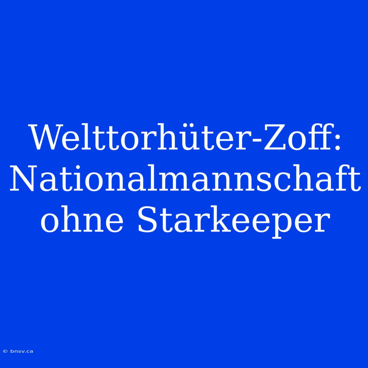 Welttorhüter-Zoff: Nationalmannschaft Ohne Starkeeper