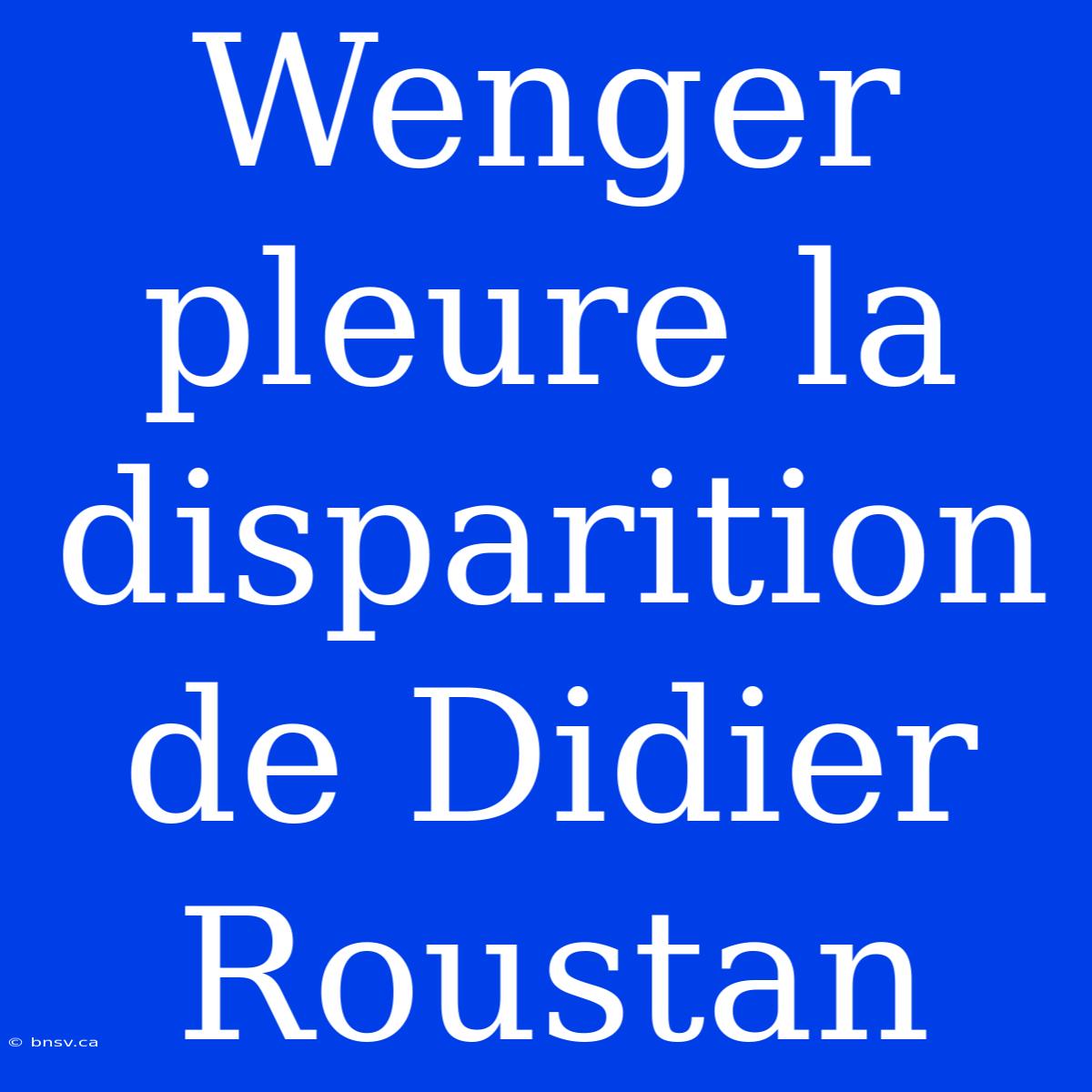 Wenger Pleure La Disparition De Didier Roustan