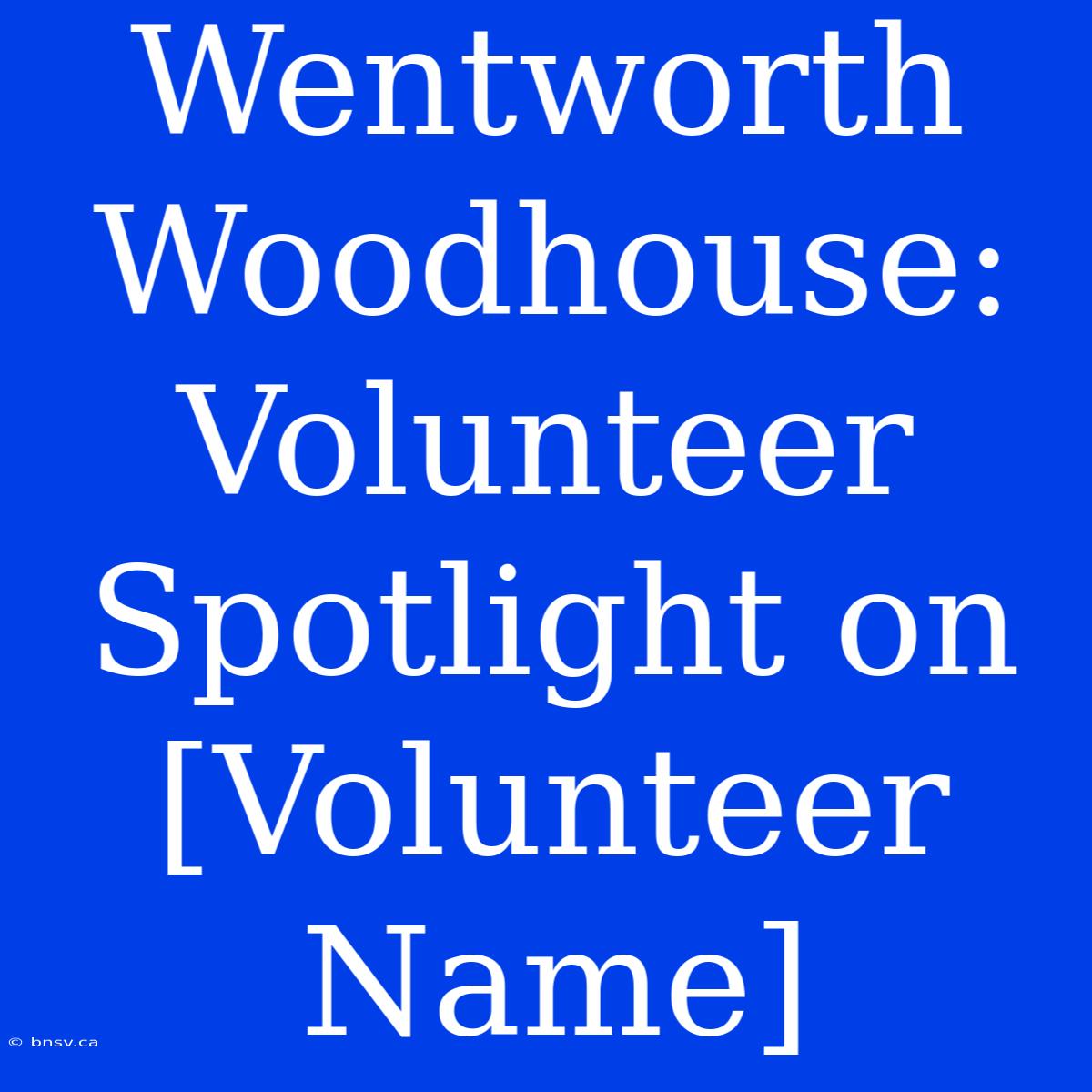 Wentworth Woodhouse: Volunteer Spotlight On [Volunteer Name]