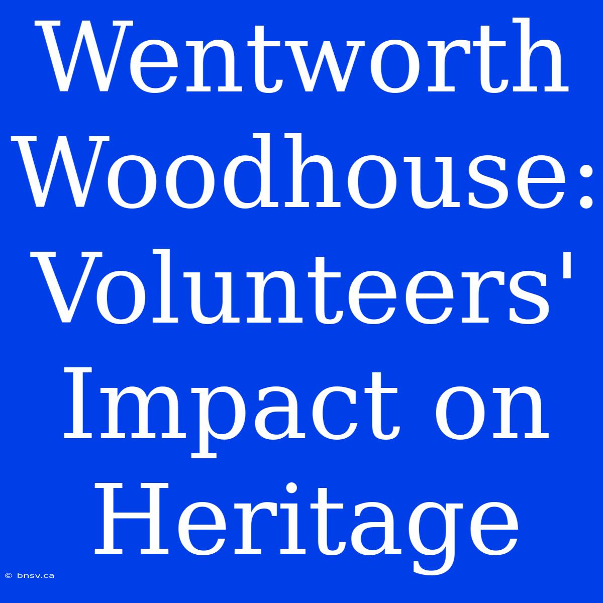 Wentworth Woodhouse: Volunteers' Impact On Heritage