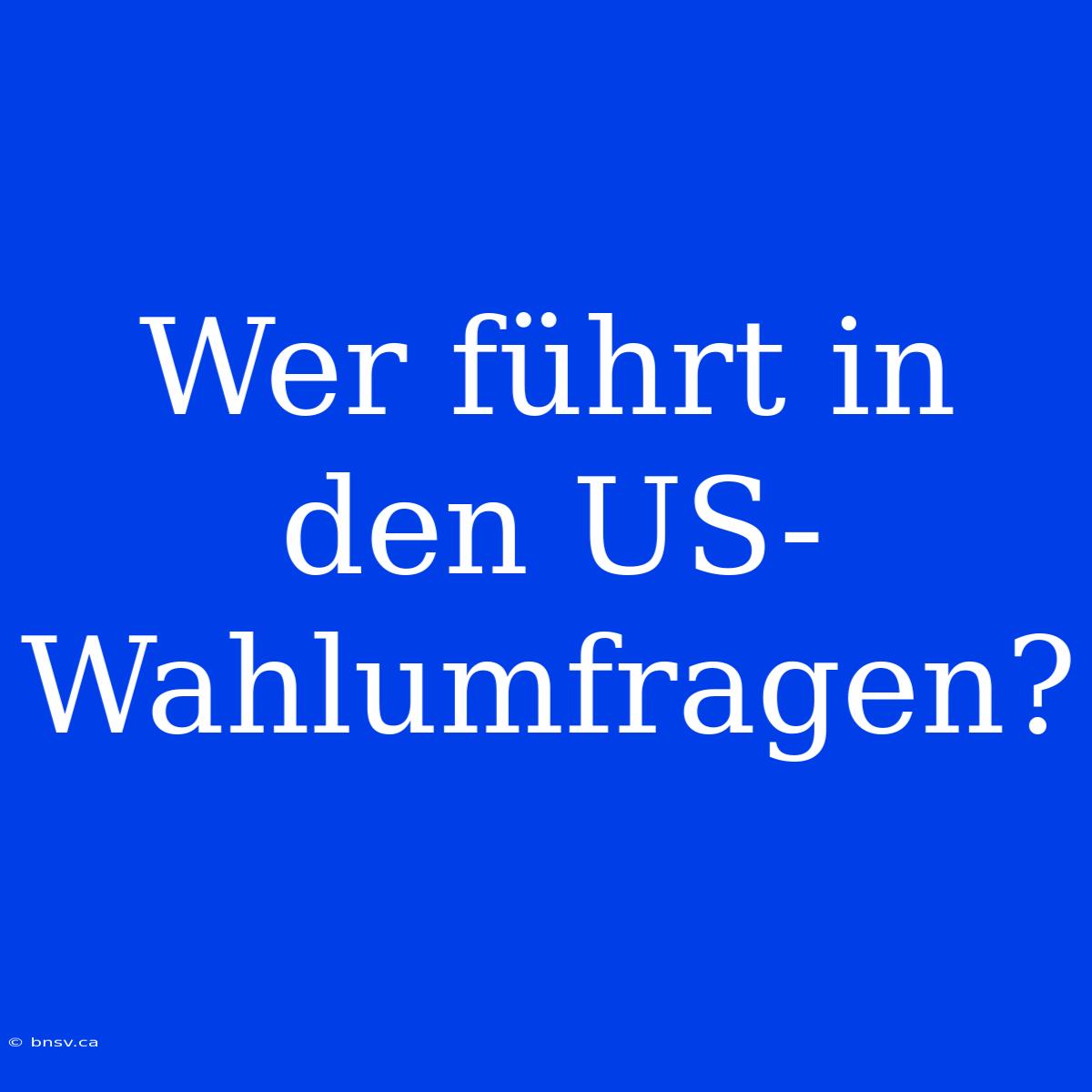 Wer Führt In Den US-Wahlumfragen?