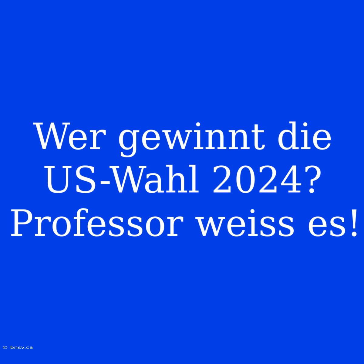 Wer Gewinnt Die US-Wahl 2024? Professor Weiss Es!