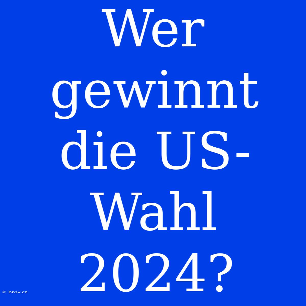 Wer Gewinnt Die US-Wahl 2024?