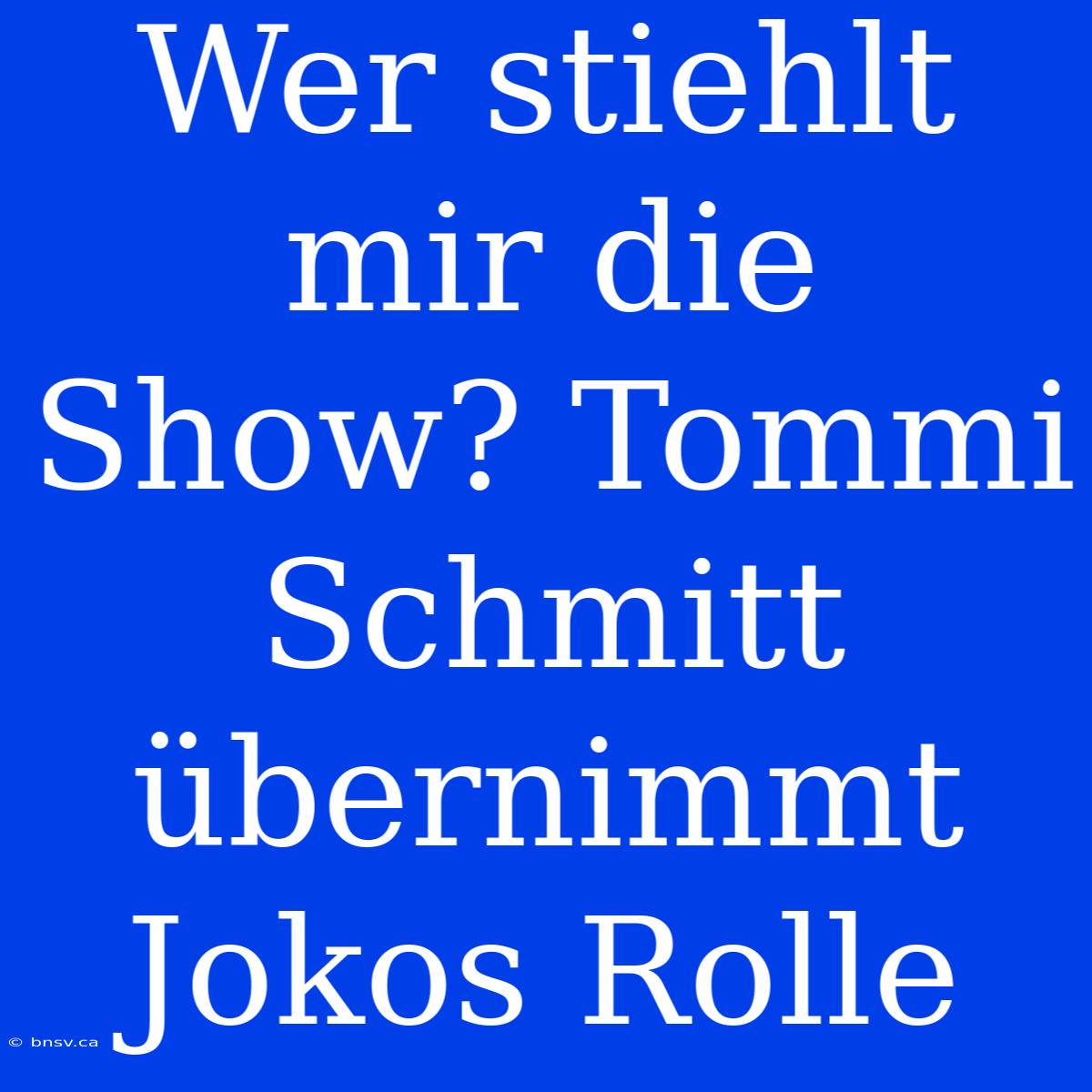 Wer Stiehlt Mir Die Show? Tommi Schmitt Übernimmt Jokos Rolle