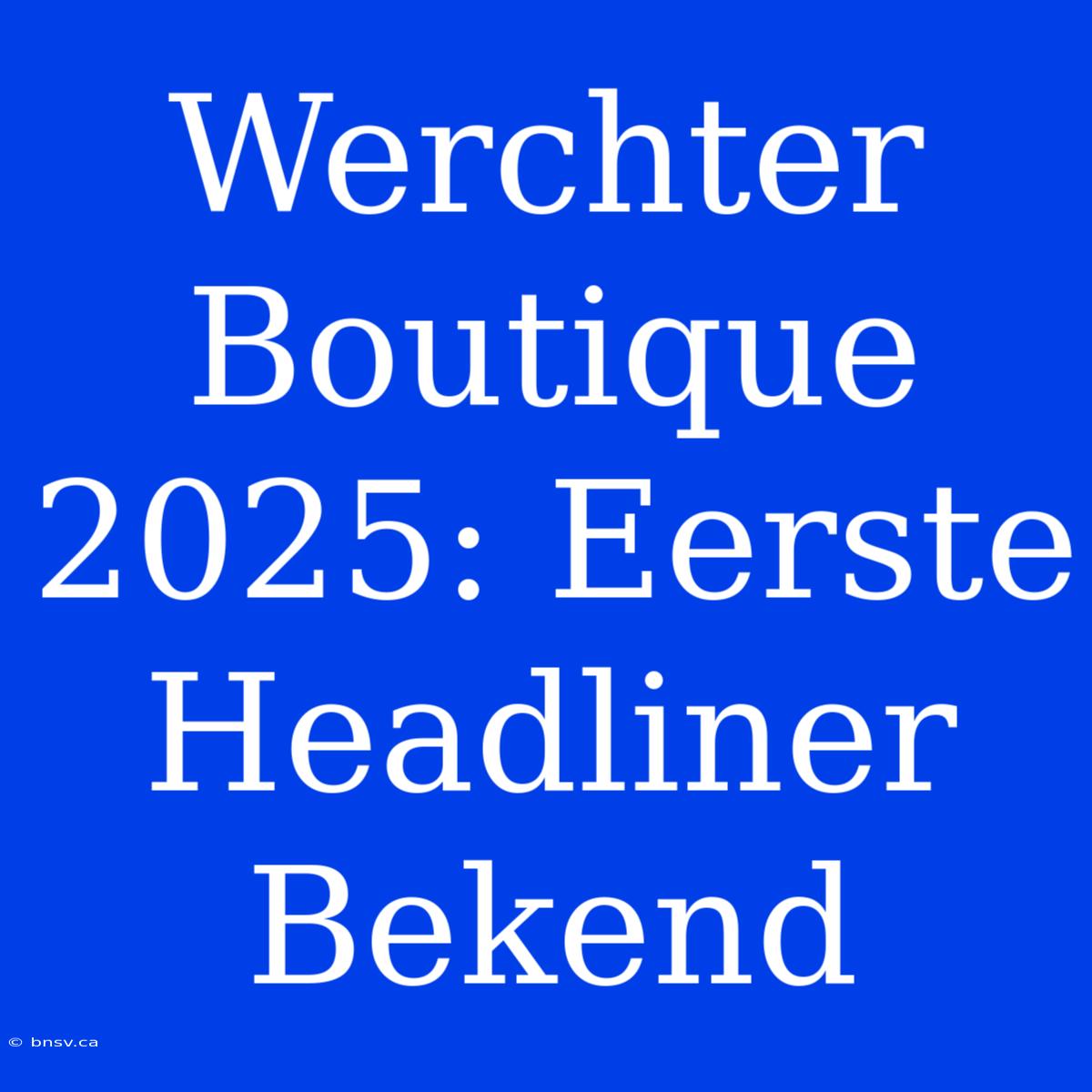 Werchter Boutique 2025: Eerste Headliner Bekend