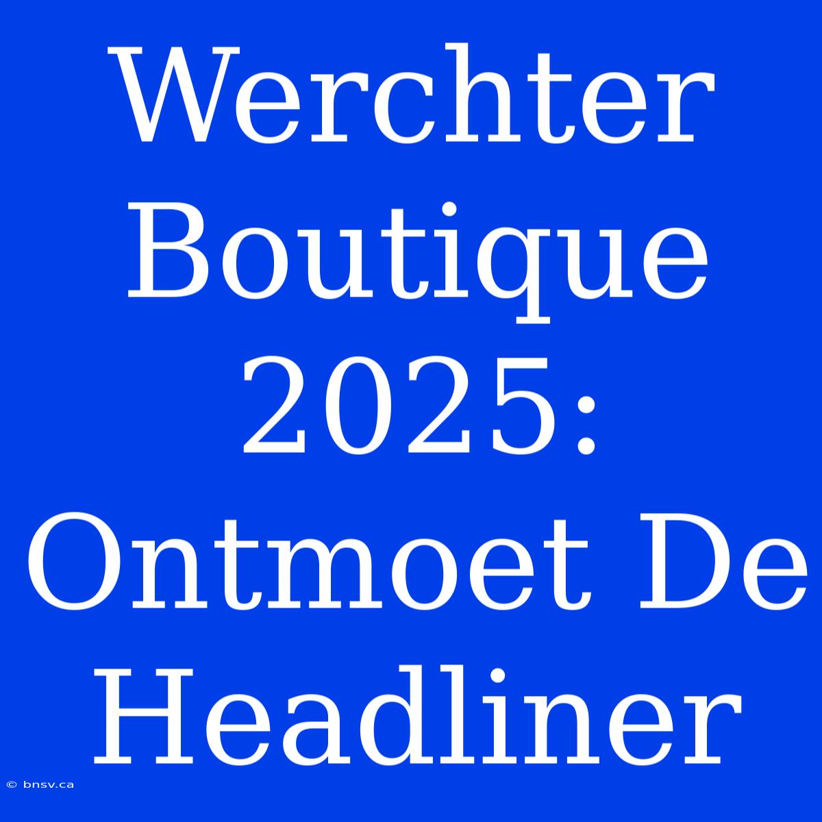 Werchter Boutique 2025: Ontmoet De Headliner