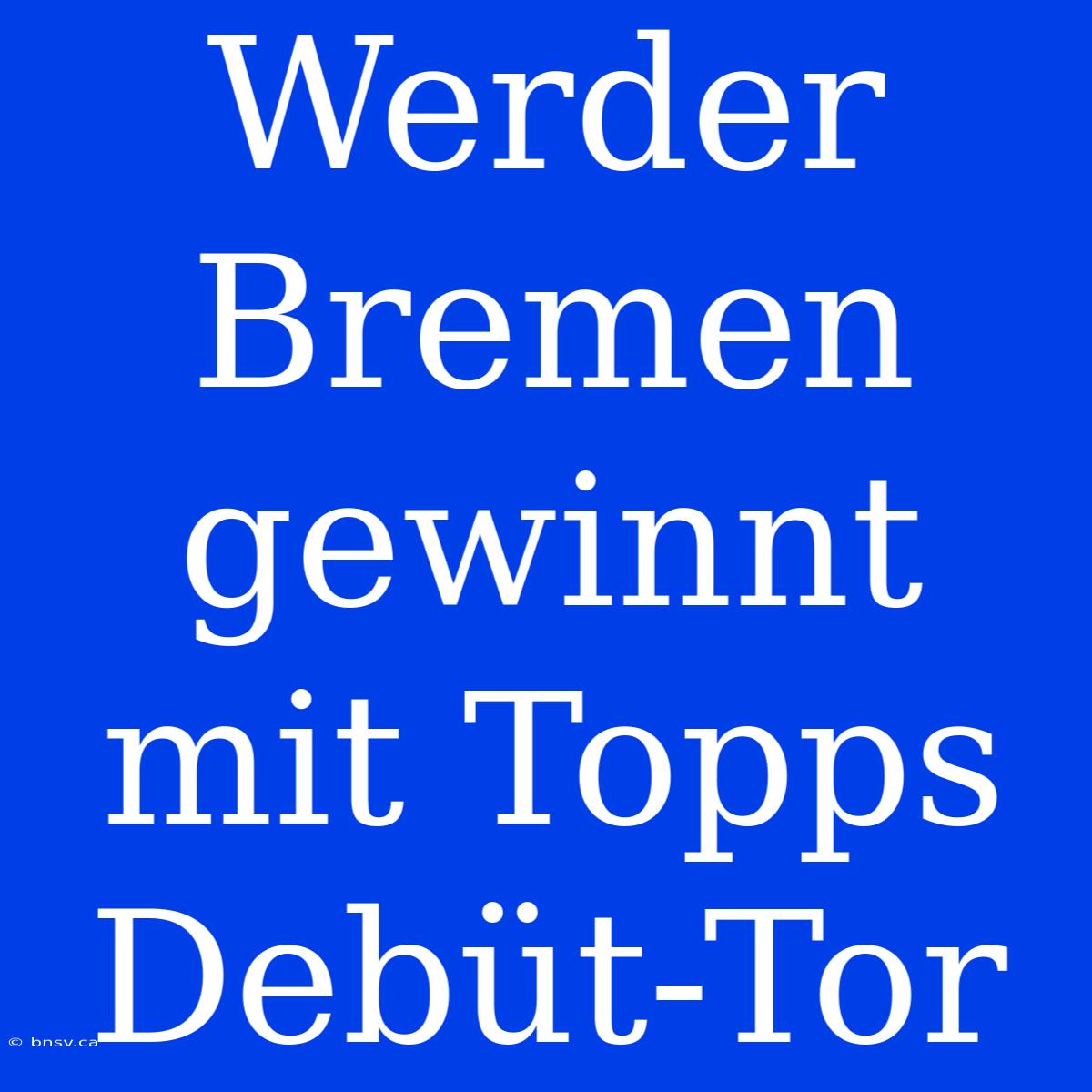 Werder Bremen Gewinnt Mit Topps Debüt-Tor