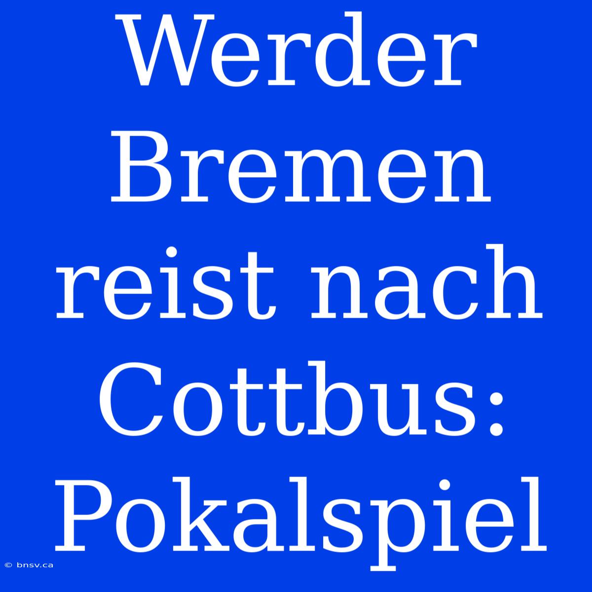 Werder Bremen Reist Nach Cottbus: Pokalspiel