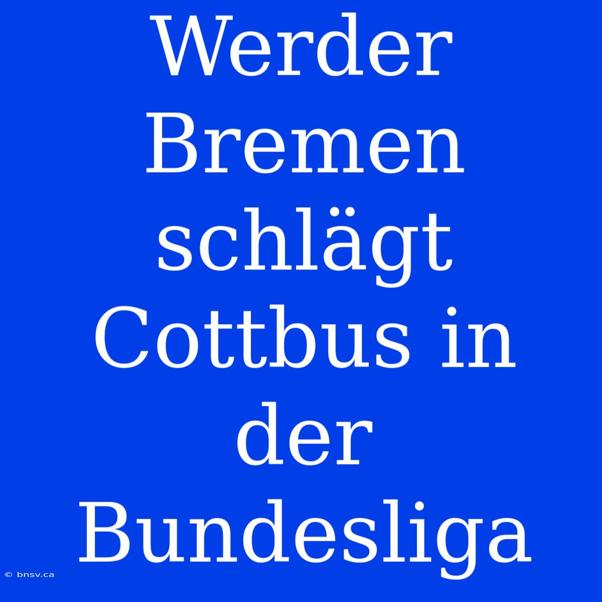 Werder Bremen Schlägt Cottbus In Der Bundesliga