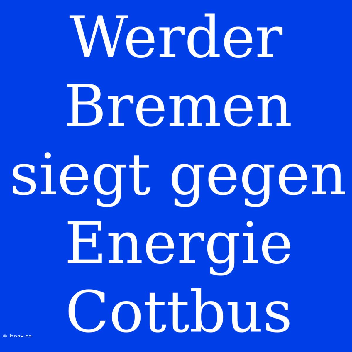 Werder Bremen Siegt Gegen Energie Cottbus