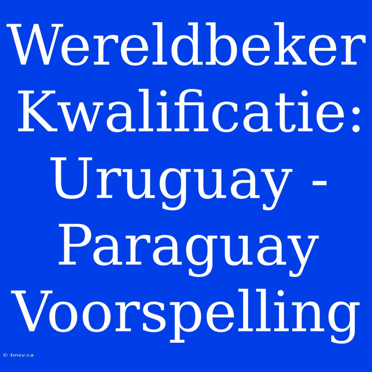 Wereldbeker Kwalificatie: Uruguay - Paraguay Voorspelling