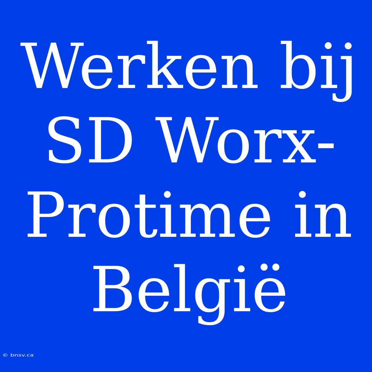 Werken Bij SD Worx-Protime In België