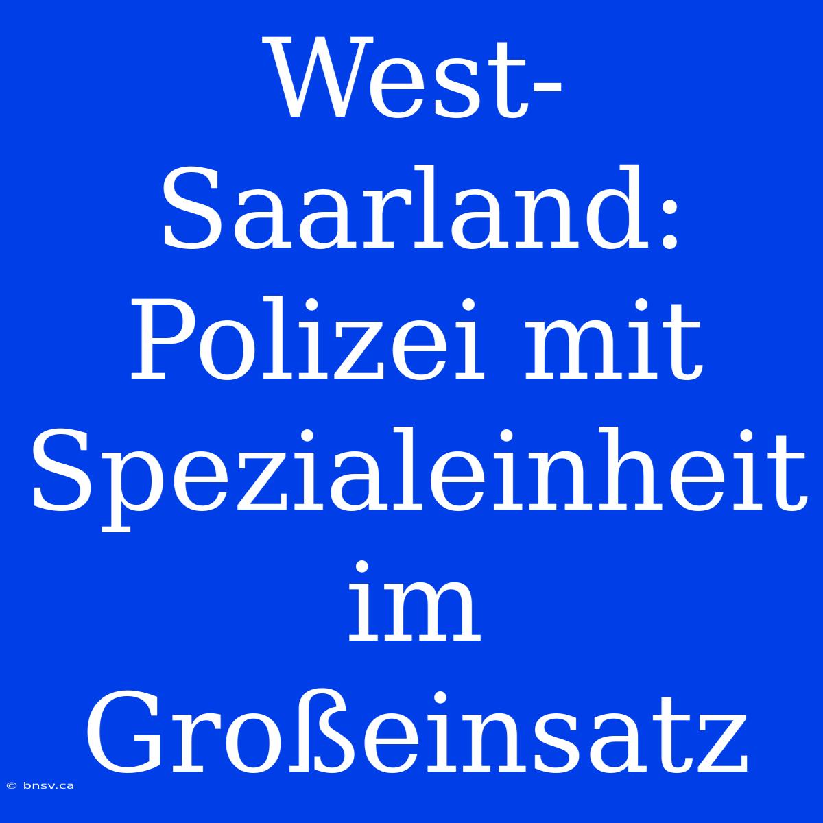 West-Saarland: Polizei Mit Spezialeinheit Im Großeinsatz