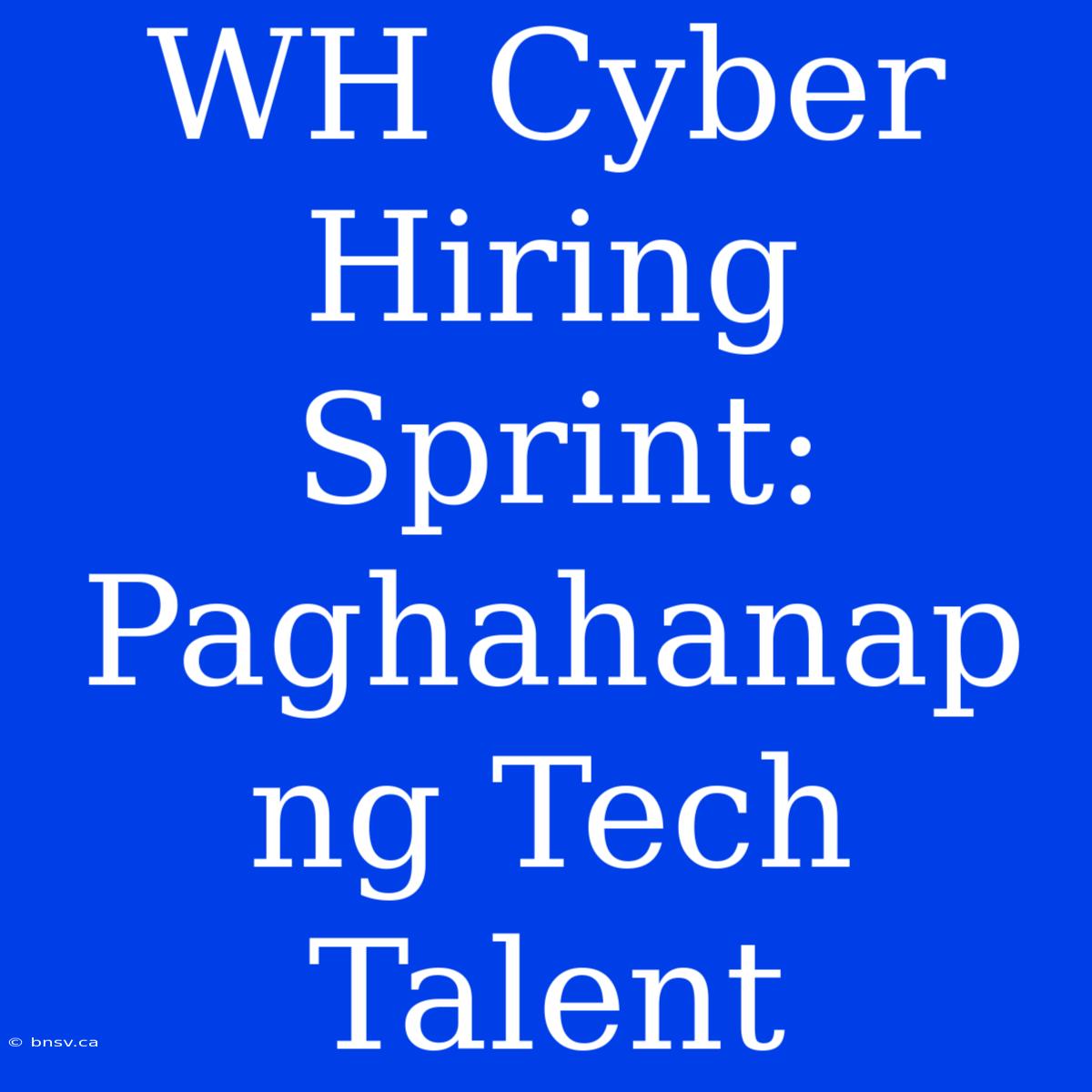 WH Cyber Hiring Sprint: Paghahanap Ng Tech Talent