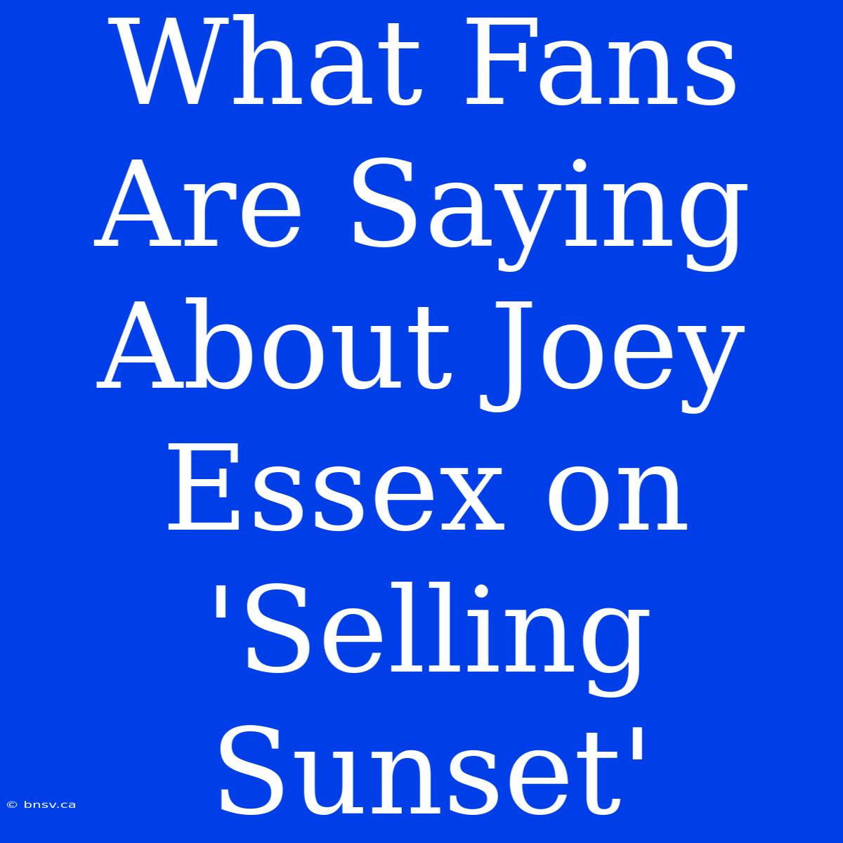 What Fans Are Saying About Joey Essex On 'Selling Sunset'