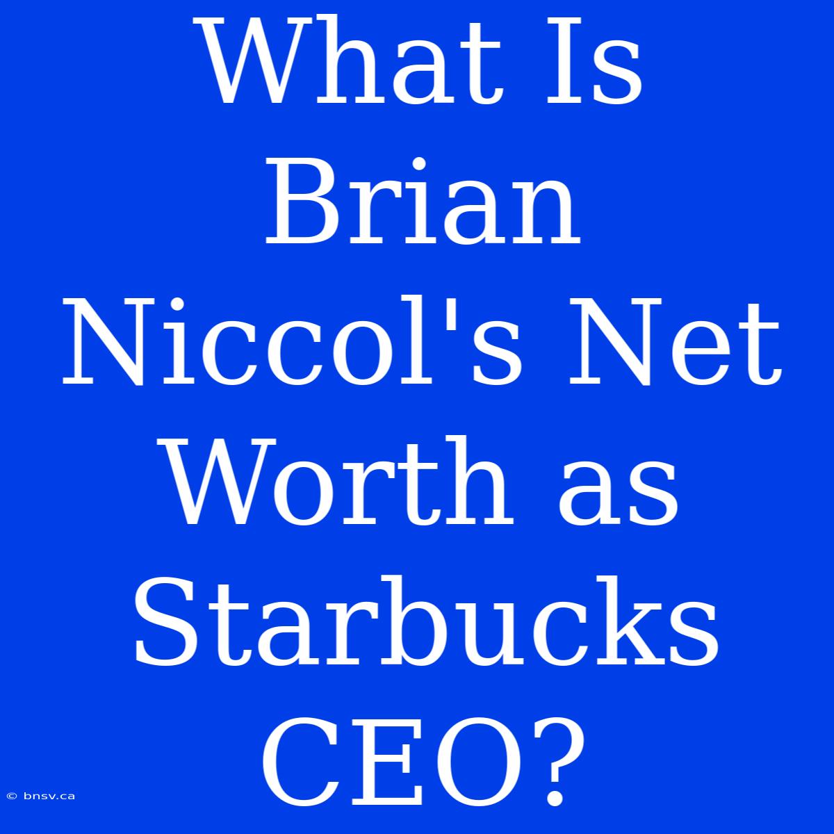 What Is Brian Niccol's Net Worth As Starbucks CEO?