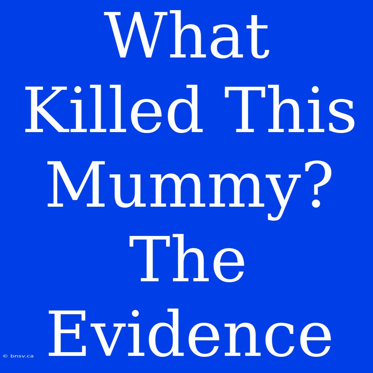 What Killed This Mummy? The Evidence