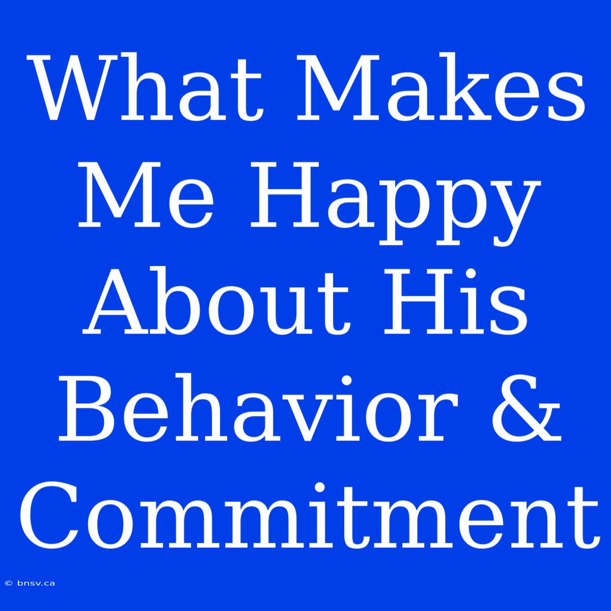 What Makes Me Happy About His Behavior & Commitment