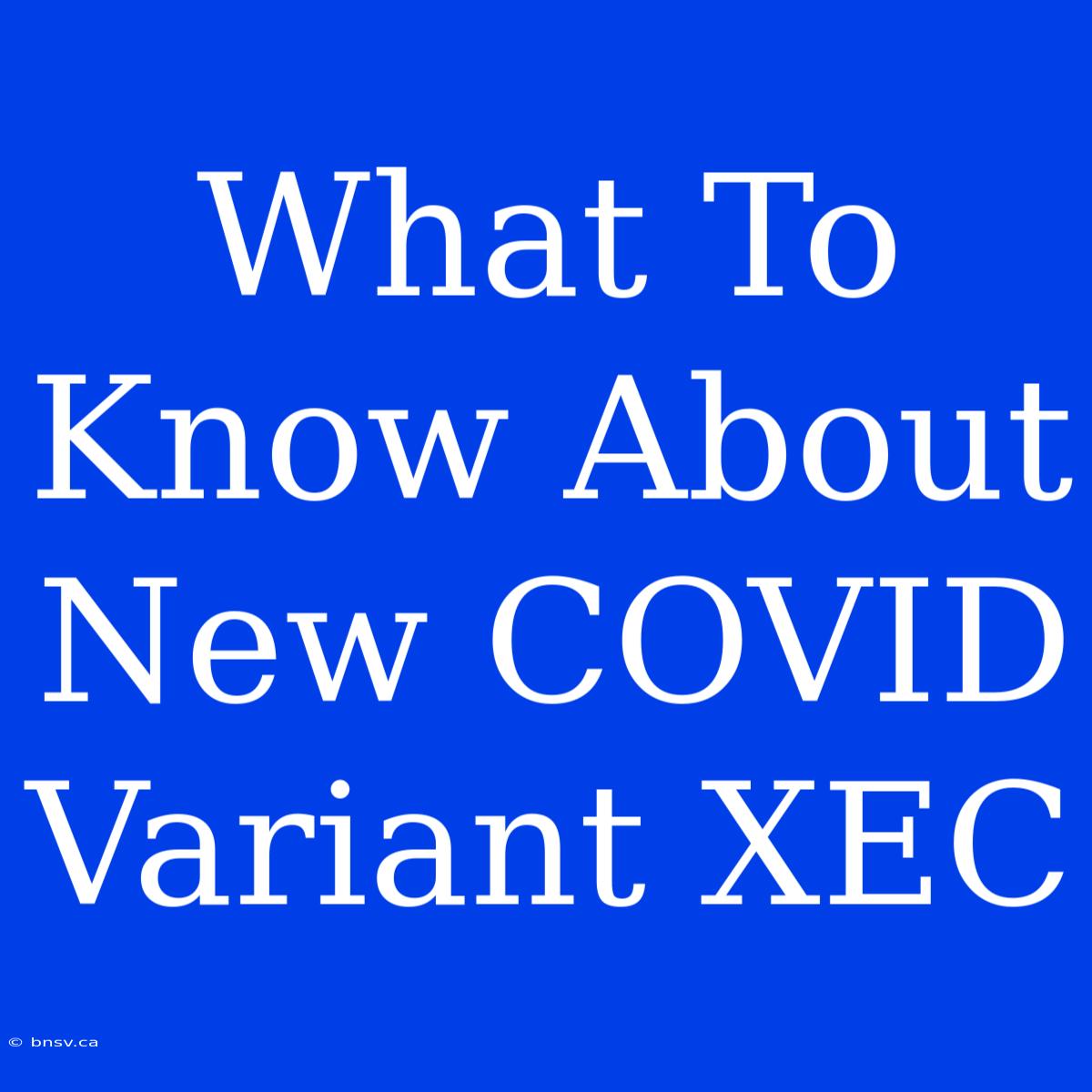 What To Know About New COVID Variant XEC